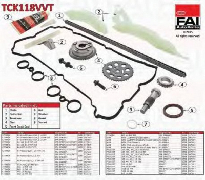 FAI AUTOPARTS tck118vvt -  Комплект цепи привода распредвала